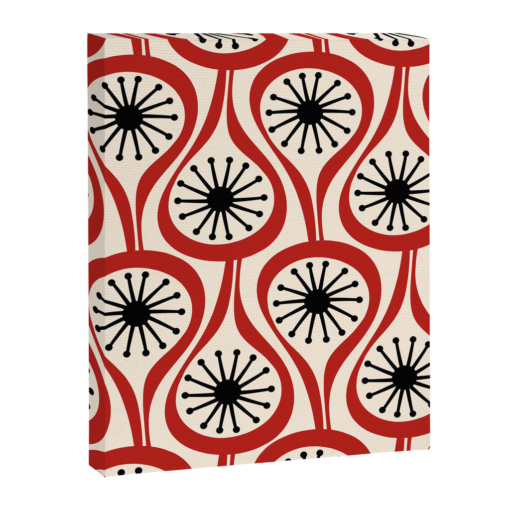 Mid Century Modern Atomic Drops Pattern in Red Black Cream Canvas Print Gallery Image 8
