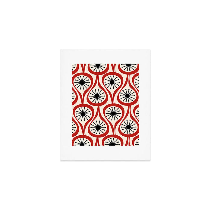 Mid Century Modern Atomic Drops Pattern in Red Black Cream Art Print Gallery Image 1