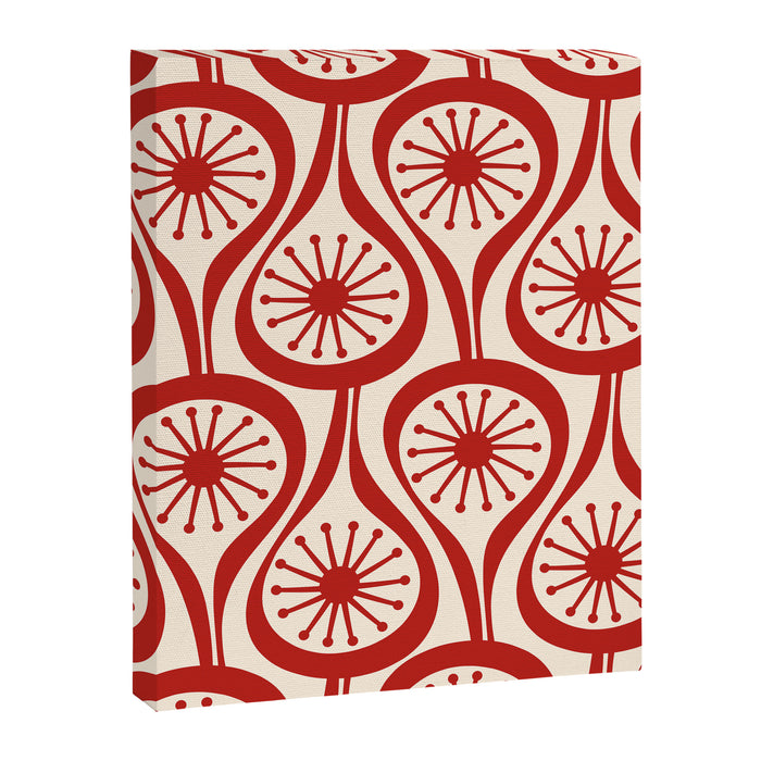 Mid Century Modern Atomic Drops Pattern Red and Cream Canvas Print Gallery Image 1