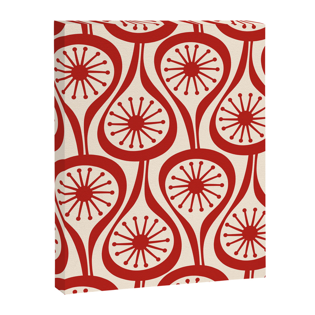 Mid Century Modern Atomic Drops Pattern Red and Cream Canvas Print Gallery Image 8