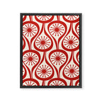 Mid Century Modern Atomic Drops Pattern Red and Cream Framed Canvas Print Gallery Image 8