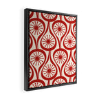 Mid Century Modern Atomic Drops Pattern Red and Cream Framed Canvas Print Gallery Image 2