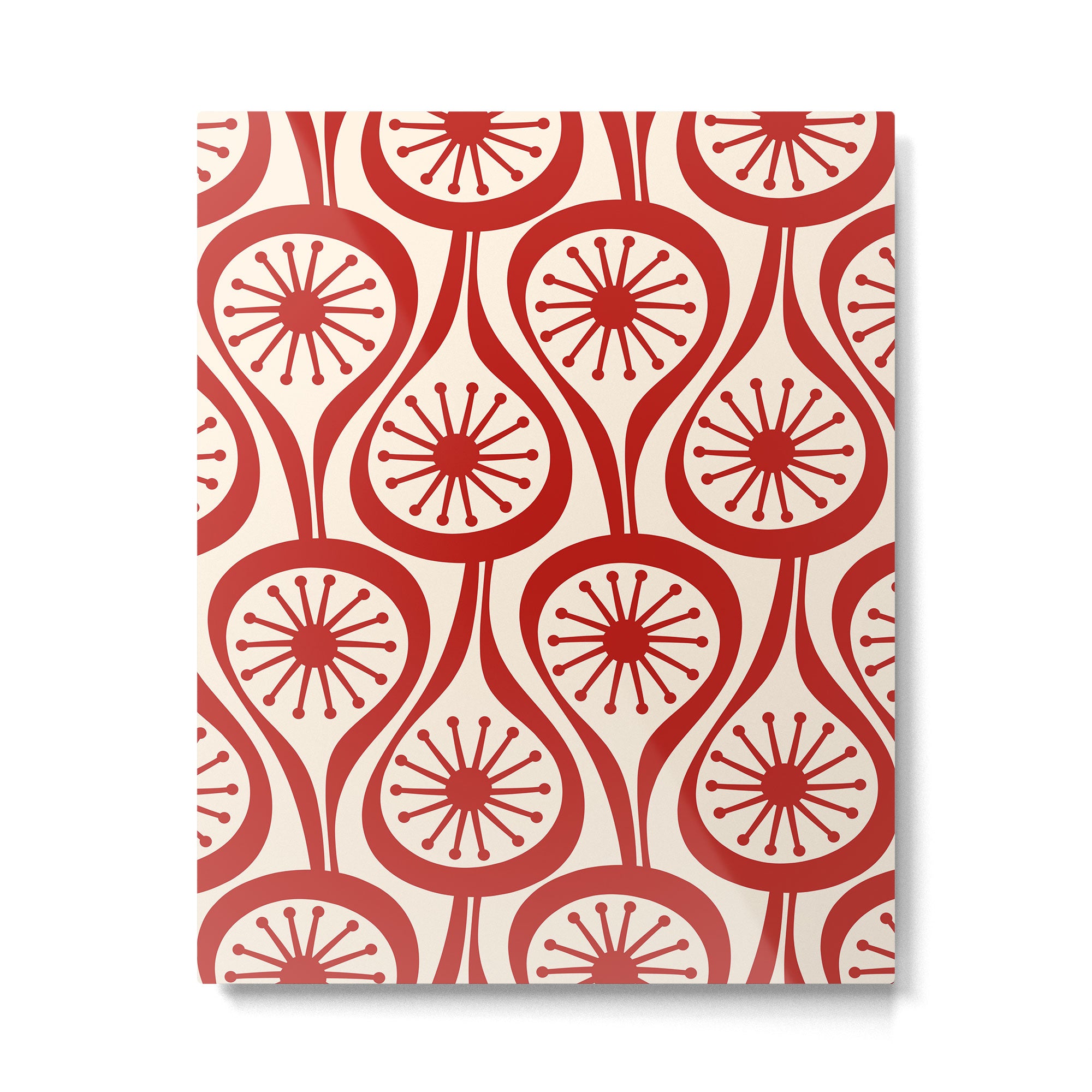 Mid Century Modern Atomic Drops Pattern Red and Cream Metal Print Gallery Image 6