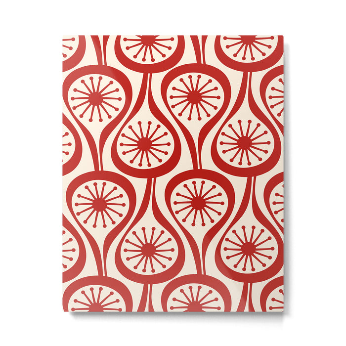 Mid Century Modern Atomic Drops Pattern Red and Cream Metal Print Gallery Image 1