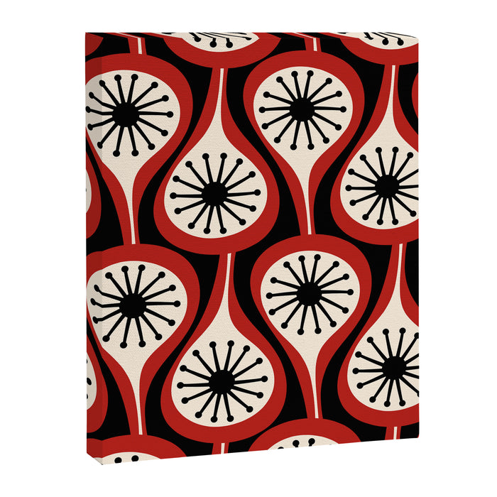 Mid Century Modern Atomic Drops Pattern Red Black Cream Canvas Print Gallery Image 1