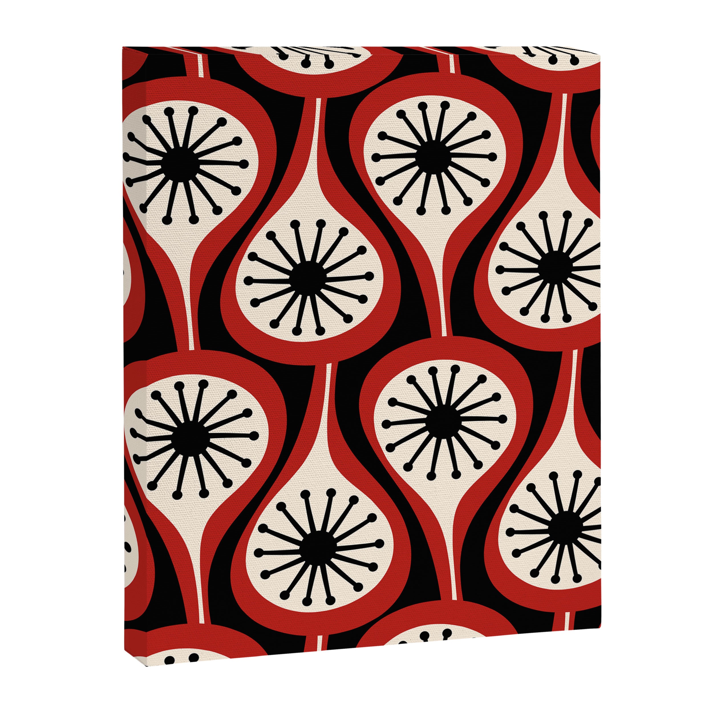 Mid Century Modern Atomic Drops Pattern Red Black Cream Canvas Print Gallery Image 8