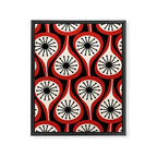 Mid Century Modern Atomic Drops Pattern Red Black Cream Framed Canvas Print Gallery Image 8