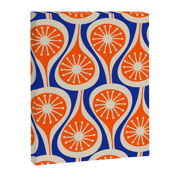 Mid Century Modern Atomic Drops Retro Pattern Bright Blue Orange Beige Canvas Print Gallery Image 1