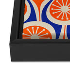 Mid Century Modern Atomic Drops Retro Pattern Bright Blue Orange Beige Framed Canvas Print Gallery Image 3