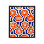 Mid Century Modern Atomic Drops Retro Pattern Bright Blue Orange Beige Framed Canvas Print Gallery Image 8