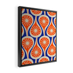 Mid Century Modern Atomic Drops Retro Pattern Bright Blue Orange Beige Framed Canvas Print Gallery Image 2