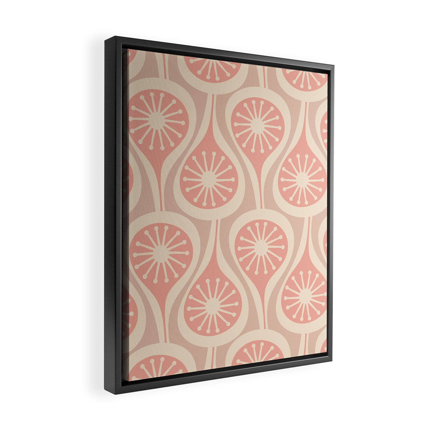Mid Century Modern Atomic Drops Retro Pattern in Dusky Blush Pink Framed Canvas Print Gallery Image 2