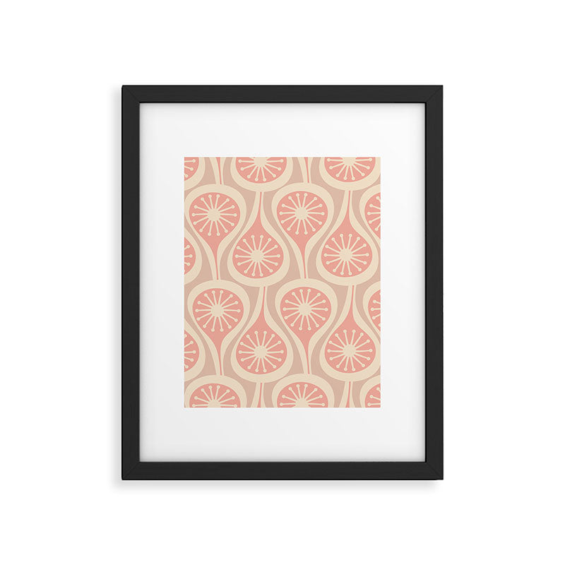 Mid Century Modern Atomic Drops Retro Pattern in Dusky Blush Pink Framed Art Print Gallery Image 6