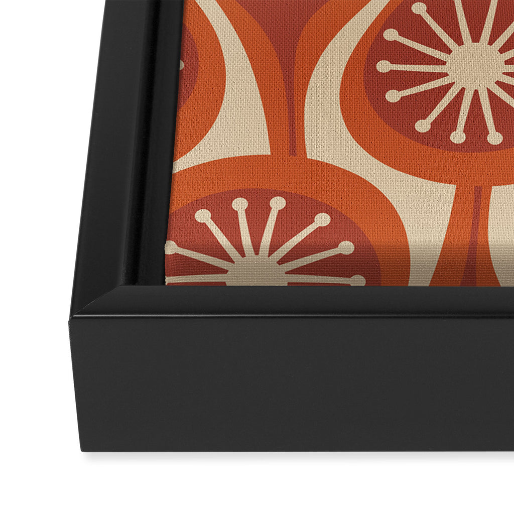 Mid Century Modern Atomic Drops Retro Pattern in Midcentury Burnt Orange and Beige Framed Canvas Print Gallery Image 3