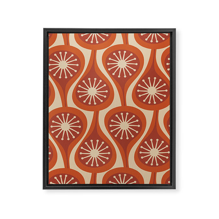 Mid Century Modern Atomic Drops Retro Pattern in Midcentury Burnt Orange and Beige Framed Canvas Print Gallery Image 1