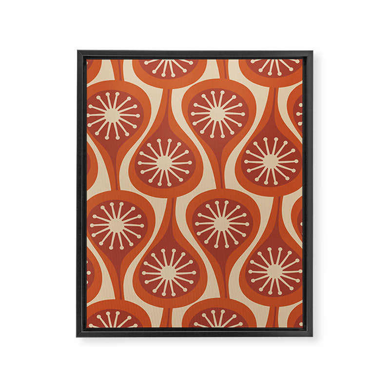 Mid Century Modern Atomic Drops Retro Pattern in Midcentury Burnt Orange and Beige Framed Canvas Print Gallery Image 8