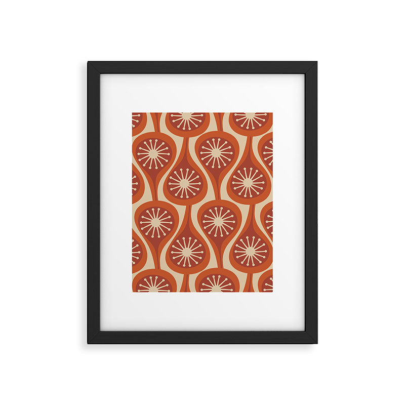 Mid Century Modern Atomic Drops Retro Pattern in Midcentury Burnt Orange and Beige Framed Art Print Gallery Image 6