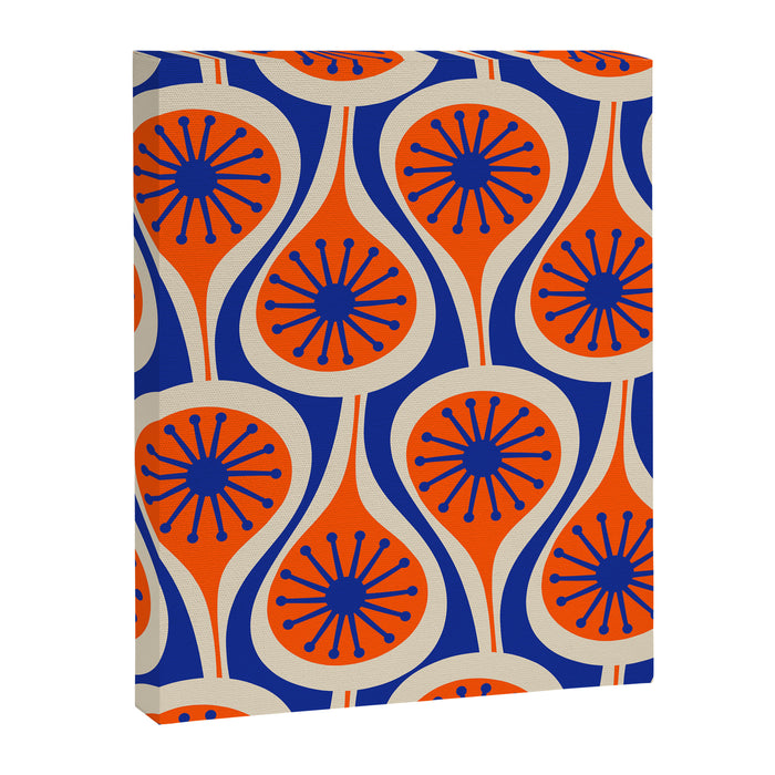 Mid Century Modern Atomic Drops Retro Pattern in Orange and Bright Blue Canvas Print Gallery Image 1