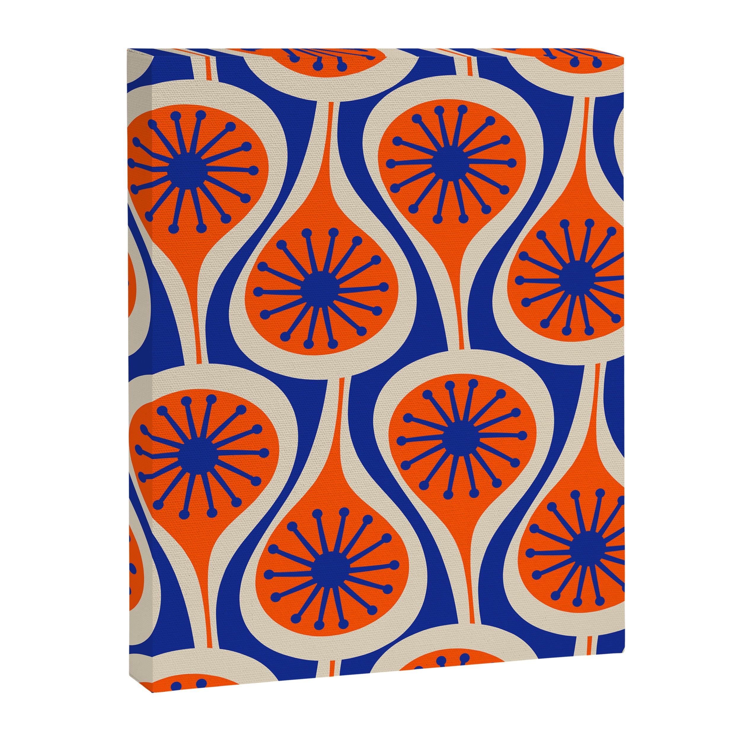 Mid Century Modern Atomic Drops Retro Pattern in Orange and Bright Blue Canvas Print Gallery Image 8