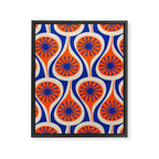Mid Century Modern Atomic Drops Retro Pattern in Orange and Bright Blue Framed Canvas Print Gallery Image 8