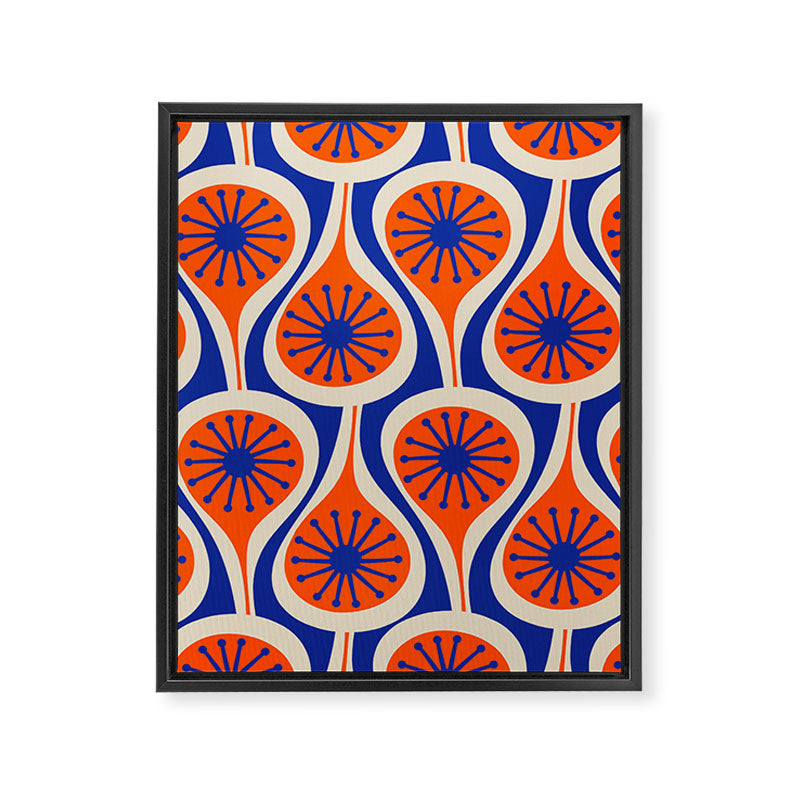 Mid Century Modern Atomic Drops Retro Pattern in Orange and Bright Blue Framed Canvas Print Gallery Image 8