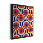 Mid Century Modern Atomic Drops Retro Pattern in Orange and Bright Blue Framed Canvas Print Gallery Image 2