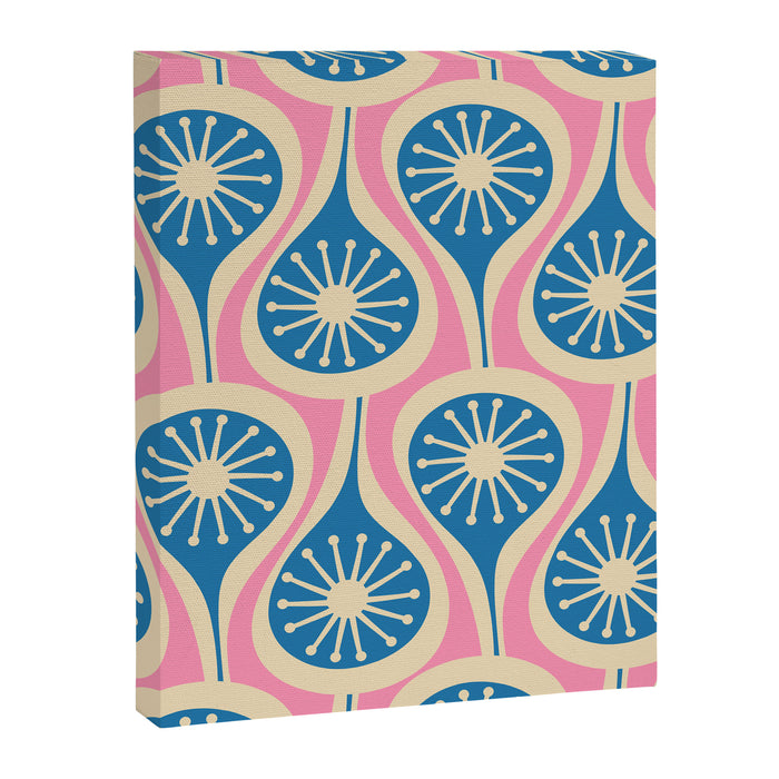 Mid Century Modern Atomic Drops Retro Pattern in Pink and Blue Canvas Print Gallery Image 1
