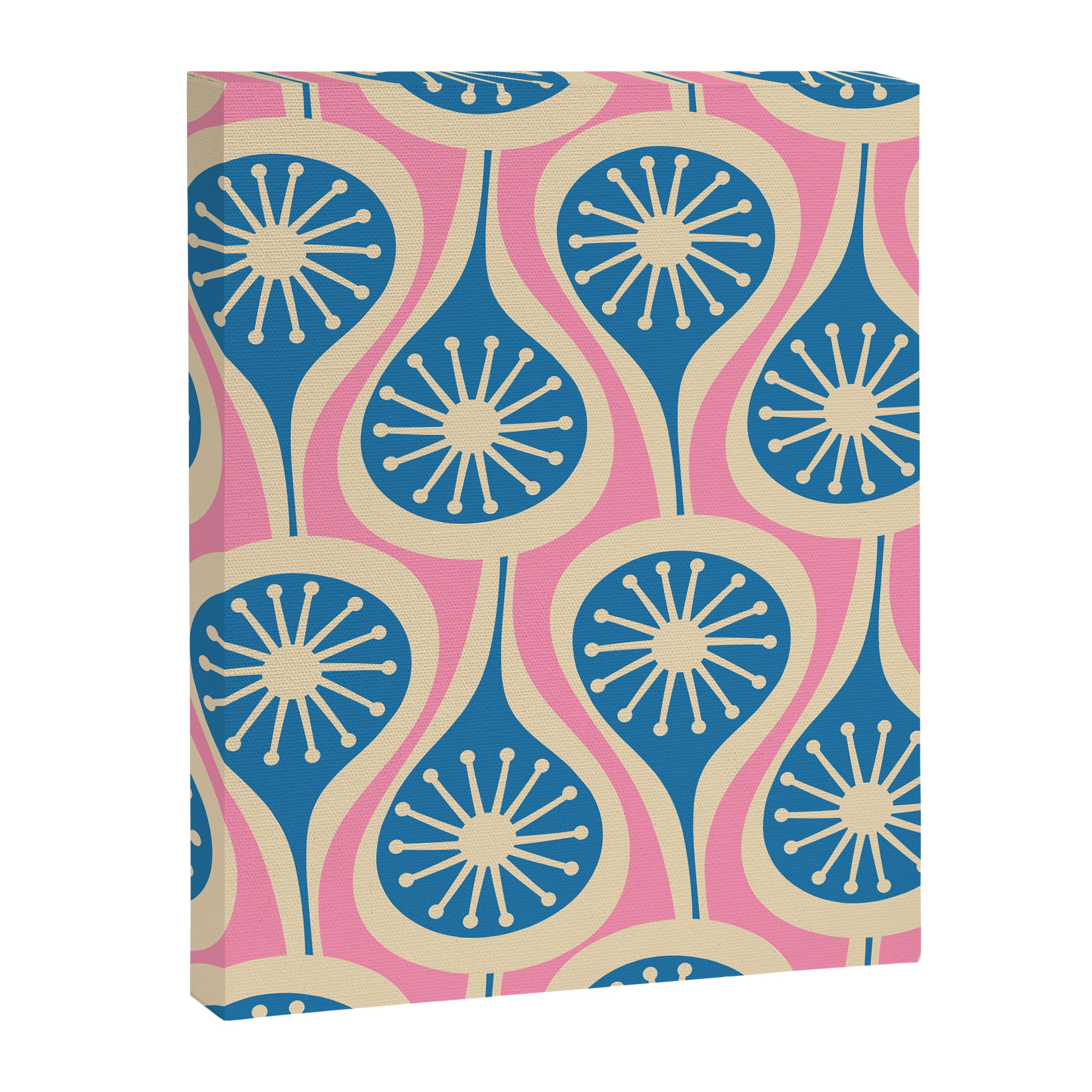 Mid Century Modern Atomic Drops Retro Pattern in Pink and Blue Canvas Print Gallery Image 8