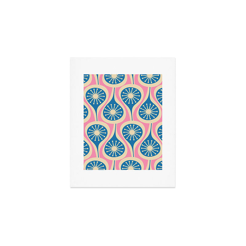 Mid Century Modern Atomic Drops Retro Pattern in Pink and Blue Art Print Gallery Image 1