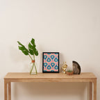 Mid Century Modern Atomic Drops Retro Pattern in Pink and Blue Framed Canvas Print Gallery Image 4