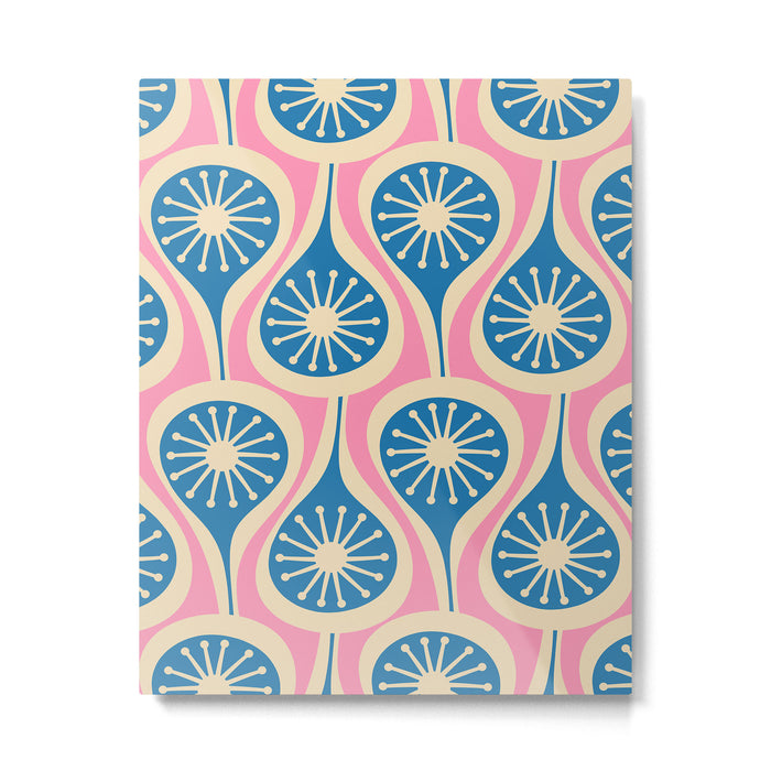 Mid Century Modern Atomic Drops Retro Pattern in Pink and Blue Metal Print Gallery Image 1