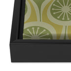 Mid Century Modern Atomic Drops Retro Pattern in Vintage Olive Green and Celadon Tones Framed Canvas Print Gallery Image 3