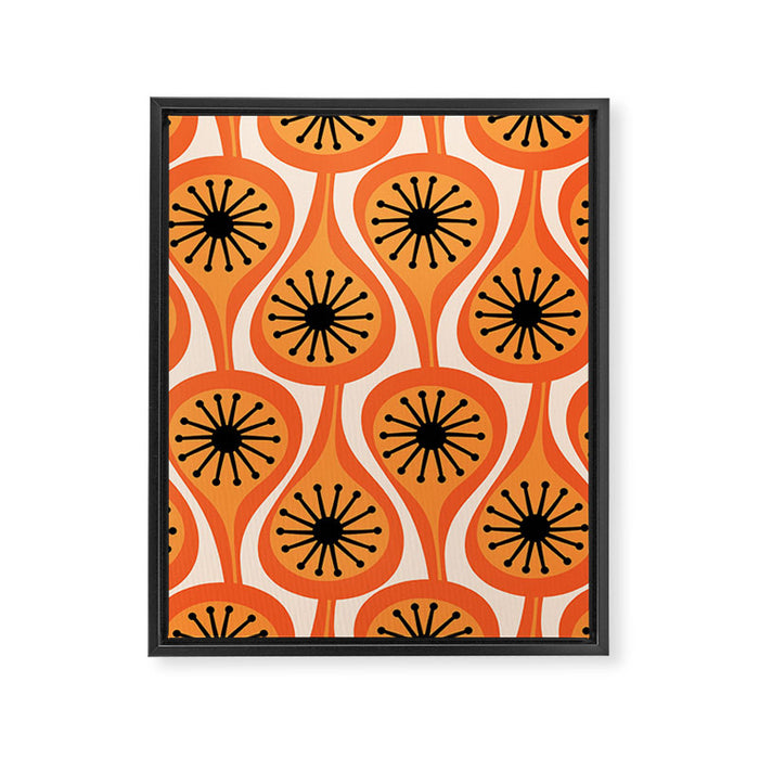 Mid Century Modern Atomic Drops Retro Pattern Orange Cream Black  Framed Canvas Print Gallery Image 1
