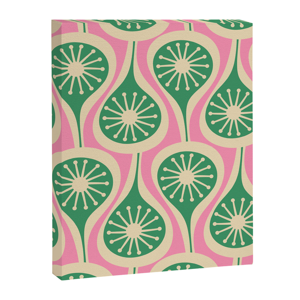 Mid Century Modern Atomic Drops Retro Pattern Pink and Green Canvas Print Gallery Image 8