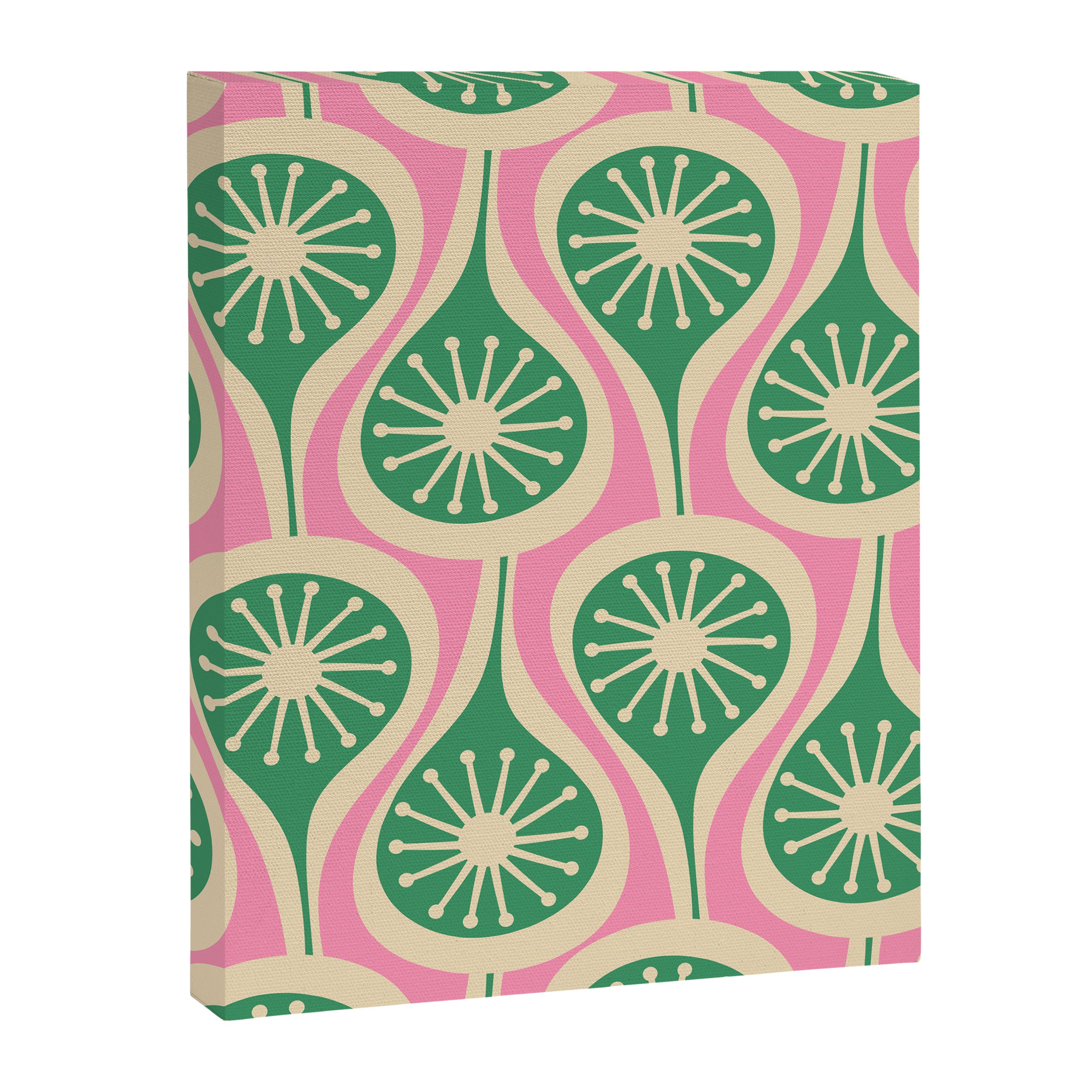 Mid Century Modern Atomic Drops Retro Pattern Pink and Green Canvas Print Gallery Image 8