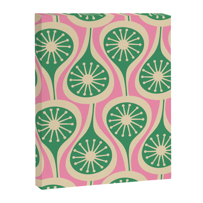 Mid Century Modern Atomic Drops Retro Pattern Pink and Green Canvas Print Gallery Image 1