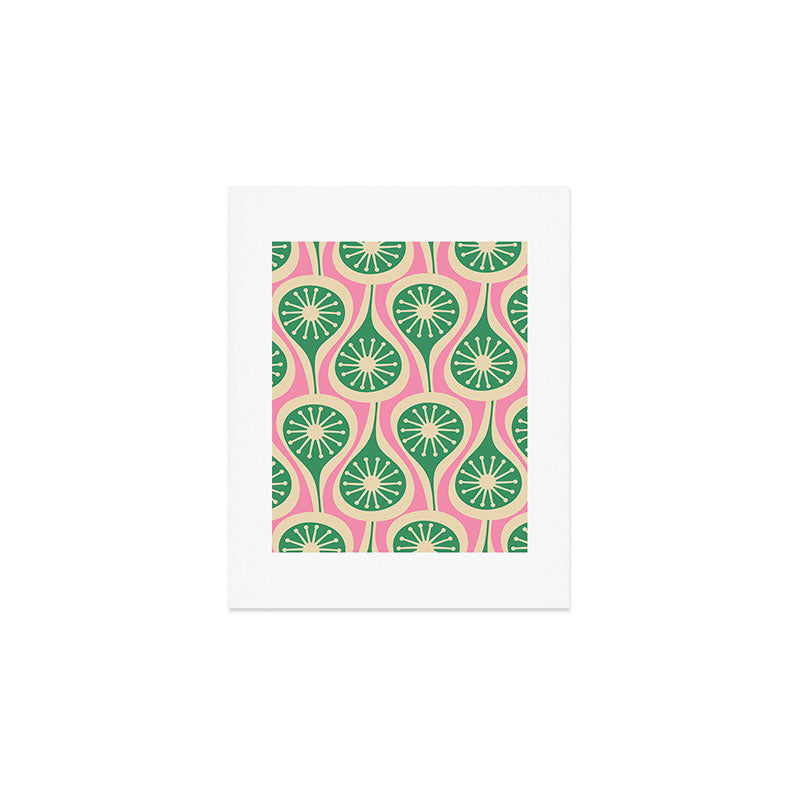 Mid Century Modern Atomic Drops Retro Pattern Pink and Green Art Print Gallery Image 1