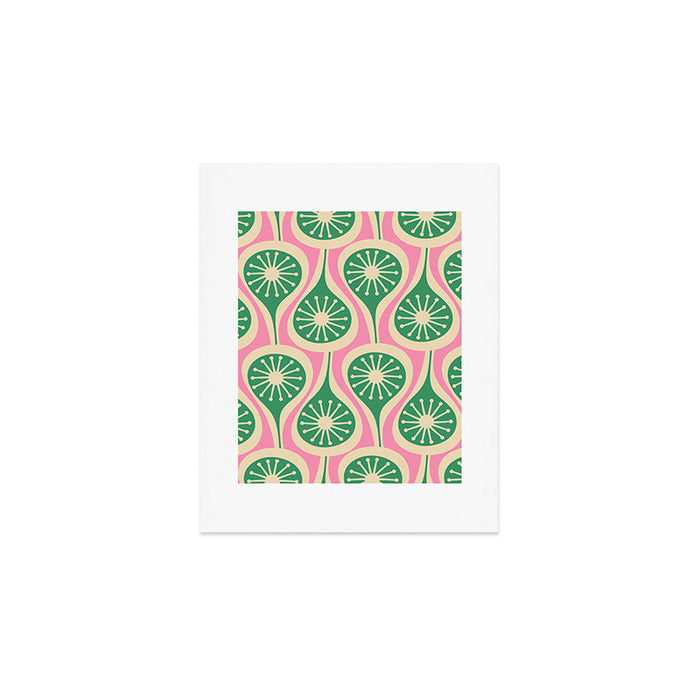 Mid Century Modern Atomic Drops Retro Pattern Pink and Green Art Print Gallery Image 1