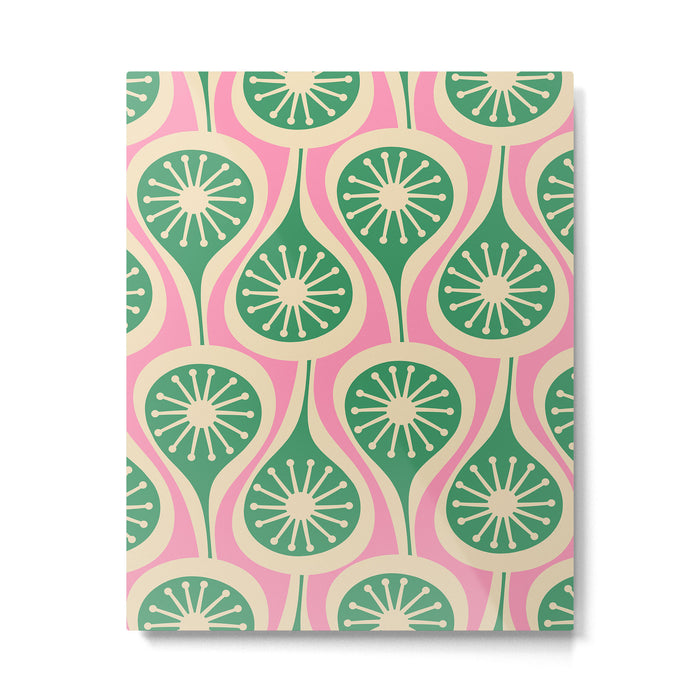 Mid Century Modern Atomic Drops Retro Pattern Pink and Green Metal Print Gallery Image 1