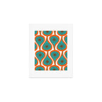 Mid Century Modern Atomic Drops Retro Pattern Turquoise Orange Brown Cream Art Print Gallery Image 1
