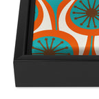 Mid Century Modern Atomic Drops Retro Pattern Turquoise Orange Brown Cream Framed Canvas Print Gallery Image 3