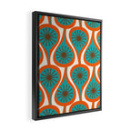 Mid Century Modern Atomic Drops Retro Pattern Turquoise Orange Brown Cream Framed Canvas Print Gallery Image 2