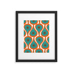 Mid Century Modern Atomic Drops Retro Pattern Turquoise Orange Brown Cream Framed Art Print Gallery Image 6