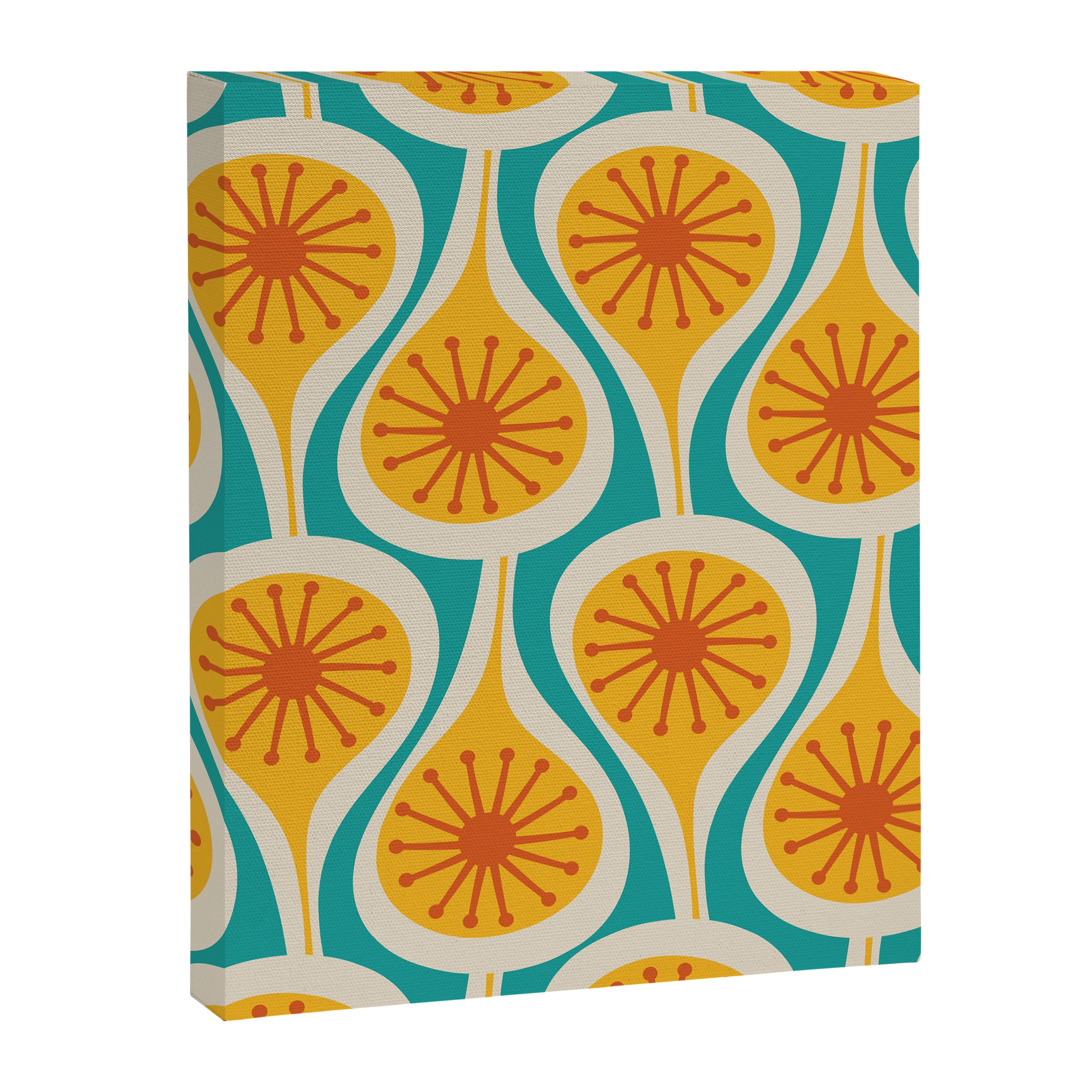 Mid Century Modern Atomic Drops Retro Pattern Turquoise Yellow Orange Canvas Print Gallery Image 8