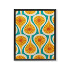 Mid Century Modern Atomic Drops Retro Pattern Turquoise Yellow Orange Framed Canvas Print Gallery Image 8