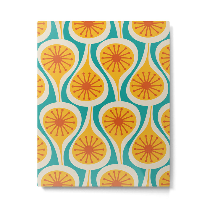 Mid Century Modern Atomic Drops Retro Pattern Turquoise Yellow Orange Metal Print Gallery Image 1