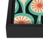 Mid Century Modern Atomic Drops Teal Orange Black Pattern Framed Canvas Print Gallery Image 3