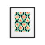 Mid Century Modern Atomic Drops Teal Orange Black Pattern Framed Art Print Gallery Image 6