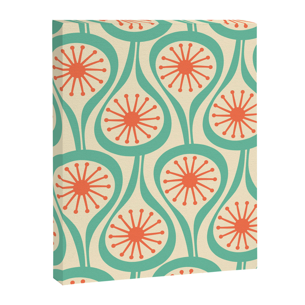 Mid Century Modern Atomic Drops Teal Orange Pattern Canvas Print Gallery Image 8
