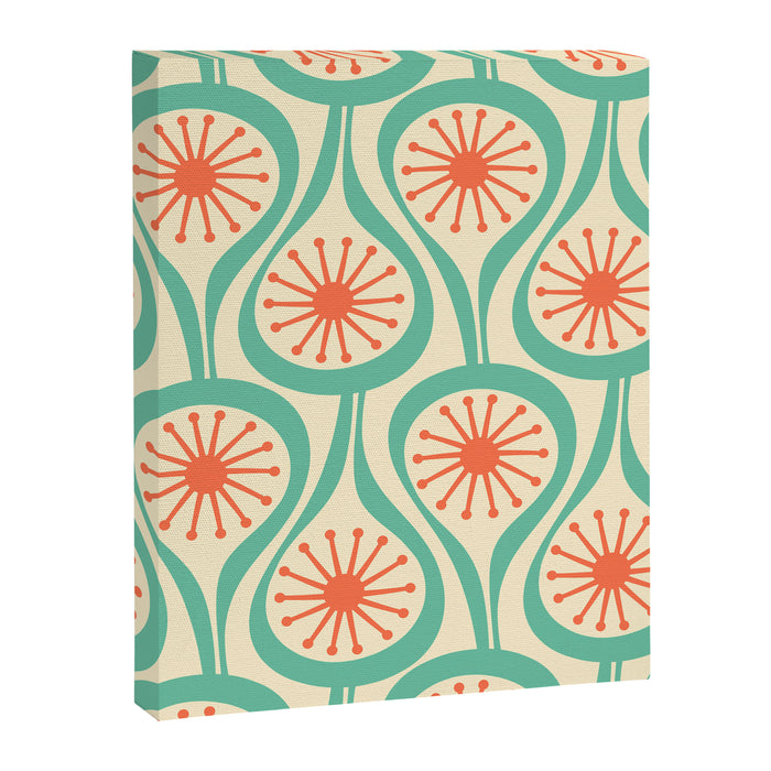 Mid Century Modern Atomic Drops Teal Orange Pattern Canvas Print Gallery Image 1